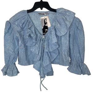 Women’s Mona Lisa Vintage Ruffled  V- Neck Button Front Crop top (Dead  Stock)
